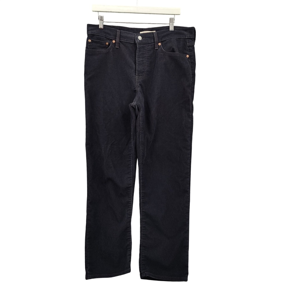 Levis Womens Wedgie Straight Button Fly Dark Academia Corduroy 31 Black Jeans